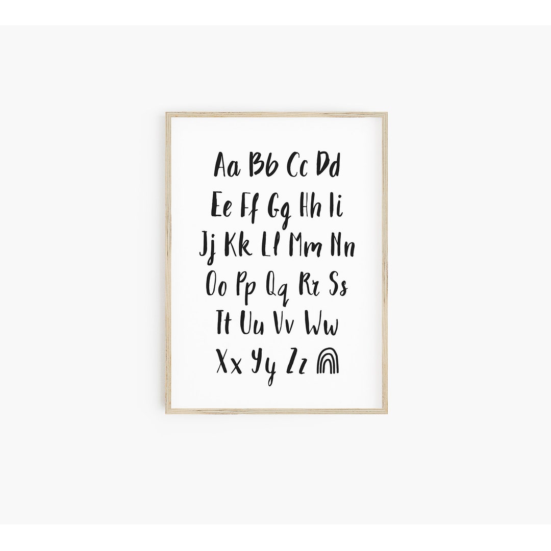 Monochrome Boho Alphabet Printable Instant Download, Nursery Boho Decor