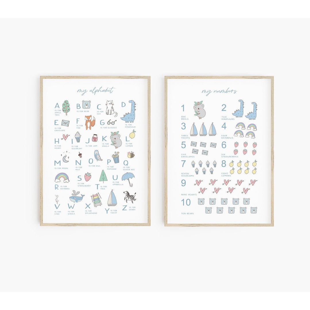 Boys Alphabet Print Set - Instant Download, Alphabet and Numbers ...