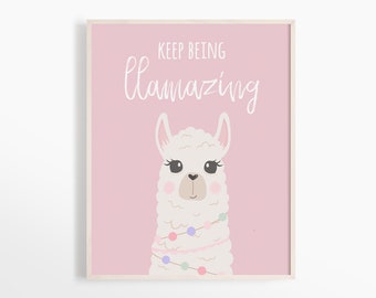 Llama Nursery Art – Keep Being Llamazing Pastel Print (Digital Download)