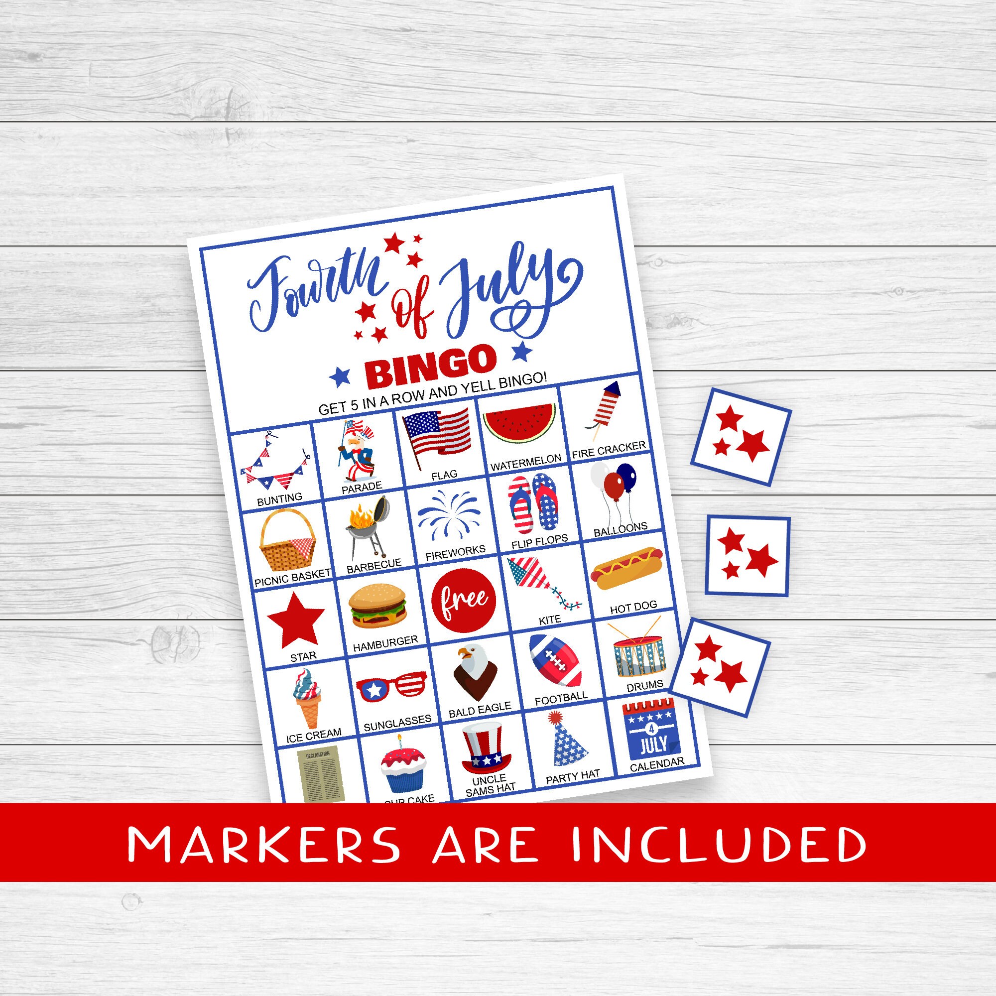 4th of July Bingo 30 Unique Cards, Patriotic Party Game, Family Game Night,  Independence Day - Etsy