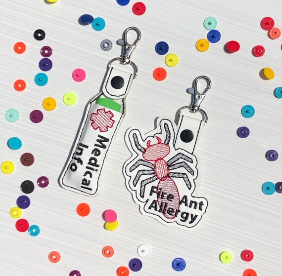 Fire Ant Allergy /& Medical Alert Tag Gift Set Kidoosh Allergy Key chain gift set Backpack Tag Alert Medical ID Bag Tag Medical Alert