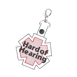 Hard of Hearing Key Chain, Bag Tag, Personalized Gift for Deaf Community, Durable Marine Vinyl Keychain, Caregivers&#39; Support Tool