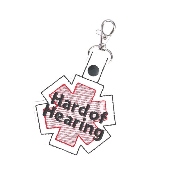 Hard of Hearing Key Chain, Bag Tag, Personalized Gift for Deaf Community, Durable Marine Vinyl Keychain, Caregivers' Support Tool