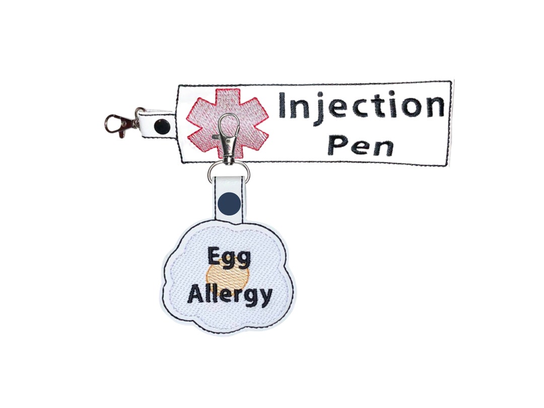 Egg Allergy Injection Pen Holder, Embroidered Medical Bag Tag Set - Etsy