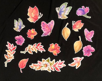 Stryktransfers - Akvarellfjärilar och blommor