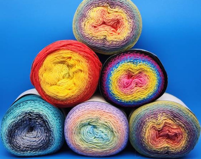 Yarn Bee Rainbow Wrapsody Cotton Blend Cake Yarn Etsy