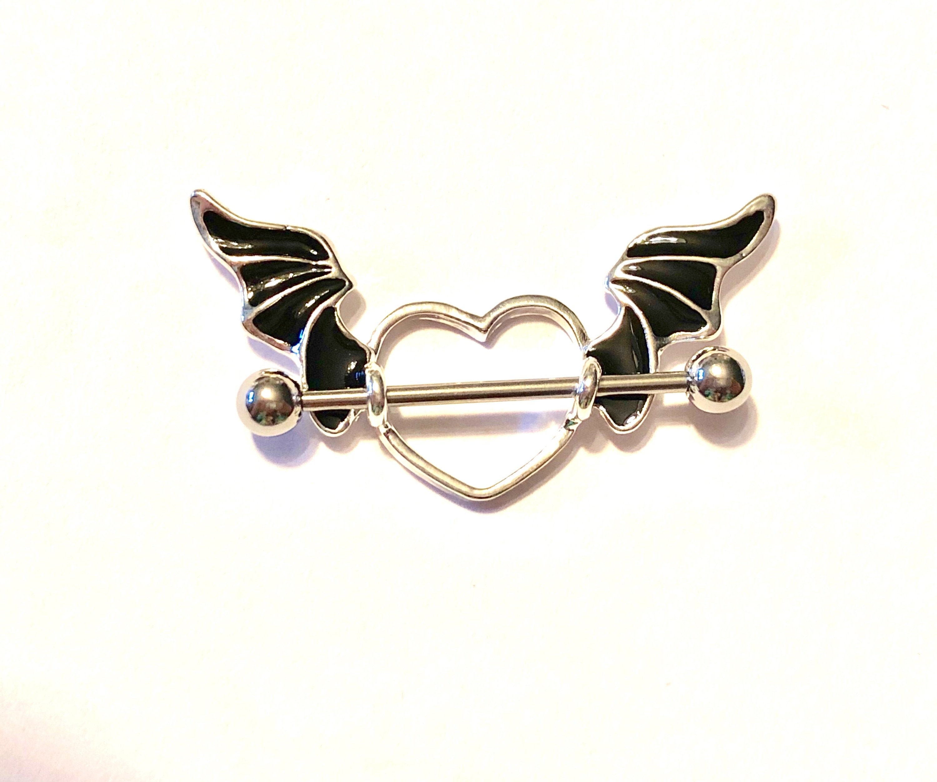 buy them safely 1pc/1pair Heart Shaped Nipple Shield Nipple Ring Steel