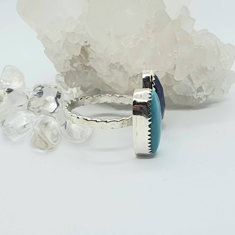 Turquoise and Sapphire Ring size 6-8