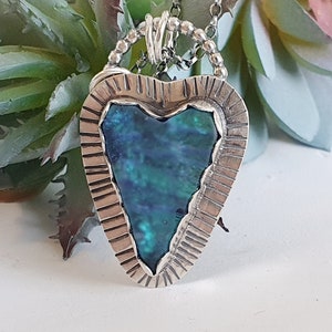 Artesian Dichroic Glass Heart Sterling Silver Pendant