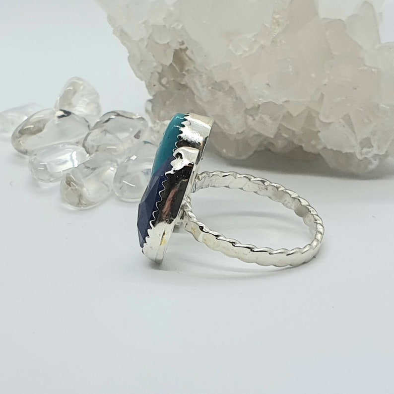 Turquoise and Sapphire Ring size 6-8