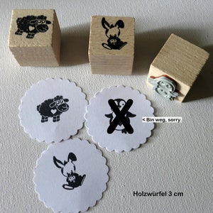 Stempel Schaf und oder Hase  Würfel 3 cm - Tiere stempeln - Einzeln oder Beide (Günstiger)