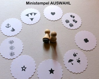 Ministempel Auswahl, Wimpel, Pusteblume, Herz, Stern, Füße, Anker, Schiff, Glück, Regenschirm, Blume, Haus