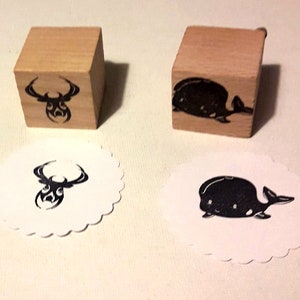 Stempel Wal und oder HIrsch Würfel 3 cm - Tiere stempeln - Einzeln oder Beide (Günstiger)