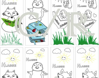 Coloring bookmarks DIGITAL for children, school children, school, teachers, motivation, joy, fox, penguin, etc