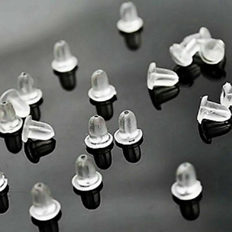 MMQ mmq silicone earring backs for studs 600 pcs, clear earring backings,  hypoallergenic rubber earring stoppers, secure and comf