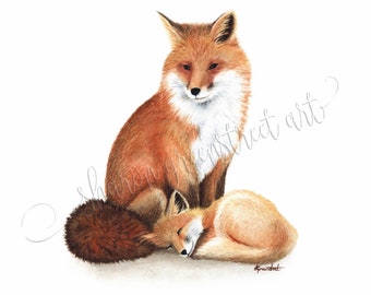 Fox and Pup Art Print