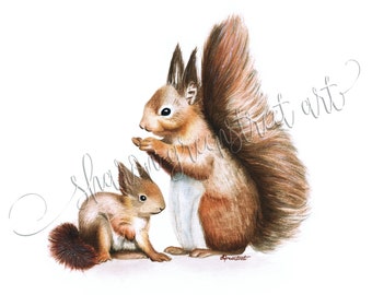 Squirrel and Kit Art Print