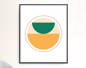 Geometric Minimalist Mustard And Green Print | Abstract Scandinavian Wall Art | Retro Poster | Downloadable or Printed & Shipped Home Decor