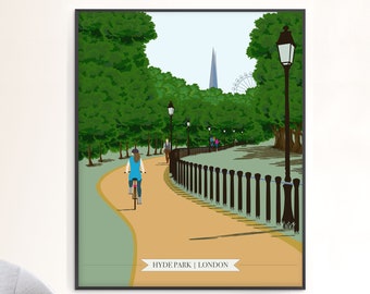 Hyde Park London Scene Print / Cartel de viaje icónico / Obras de arte de Royal Parks / Arte turístico emblemático / Imprimible o impreso, enviado y entregado