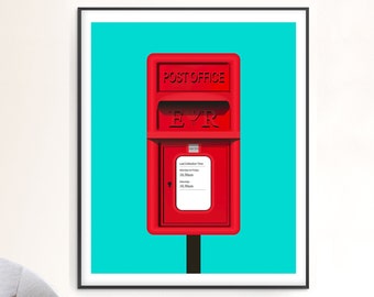 Buzón de correos tradicional e icónicamente británico / Buzón de la Plaza Roja / Decoración moderna y elegante del hogar / Descargable o impreso, enviado y entregado