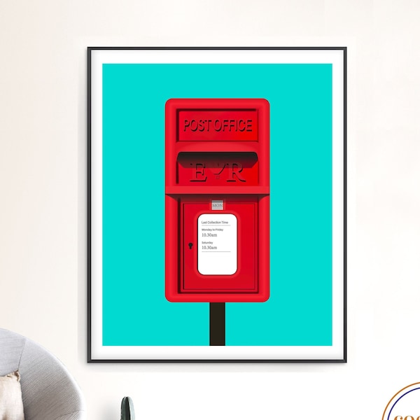 Traditional And Iconically British Postbox | Red Square Post Box | Modern Elegant Home Decor | Downloadable or Printed, Shipped & Delivered