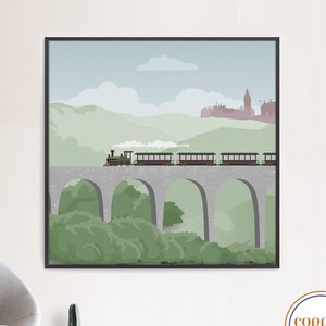 Highland Express Railway Scenery Print | Glenfinnan Viaduct Scotland | Scenic Scottish Poster | Downloadable or Printed, Shipped & Delivered