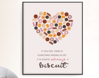 Biscuit Lover Wall Art / Regalo para Biscuiteer / Love Biscuits Print / Póster de la tienda de postres / Descargable o impreso y enviado