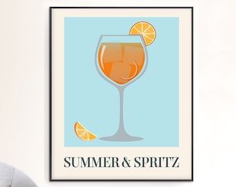 Aperol Spritz Impresión / Sabor de la decoración de la pared del cóctel de verano / Cartel de cocina vintage / Arte del café / Descargable o impreso, enviado y entregado