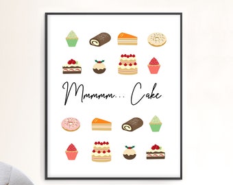Yummy Cake Wall Art | Mouthwatering Cake Lover Print | Cake Shop Poster | Doughnuts Cakes Bakery Decor | Downloadable Or Printed & Shipped