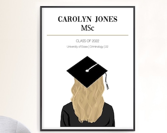 Lámina personalizada para graduación / Póster de recuerdo personalizado para graduados / Descargable o impreso y entregado