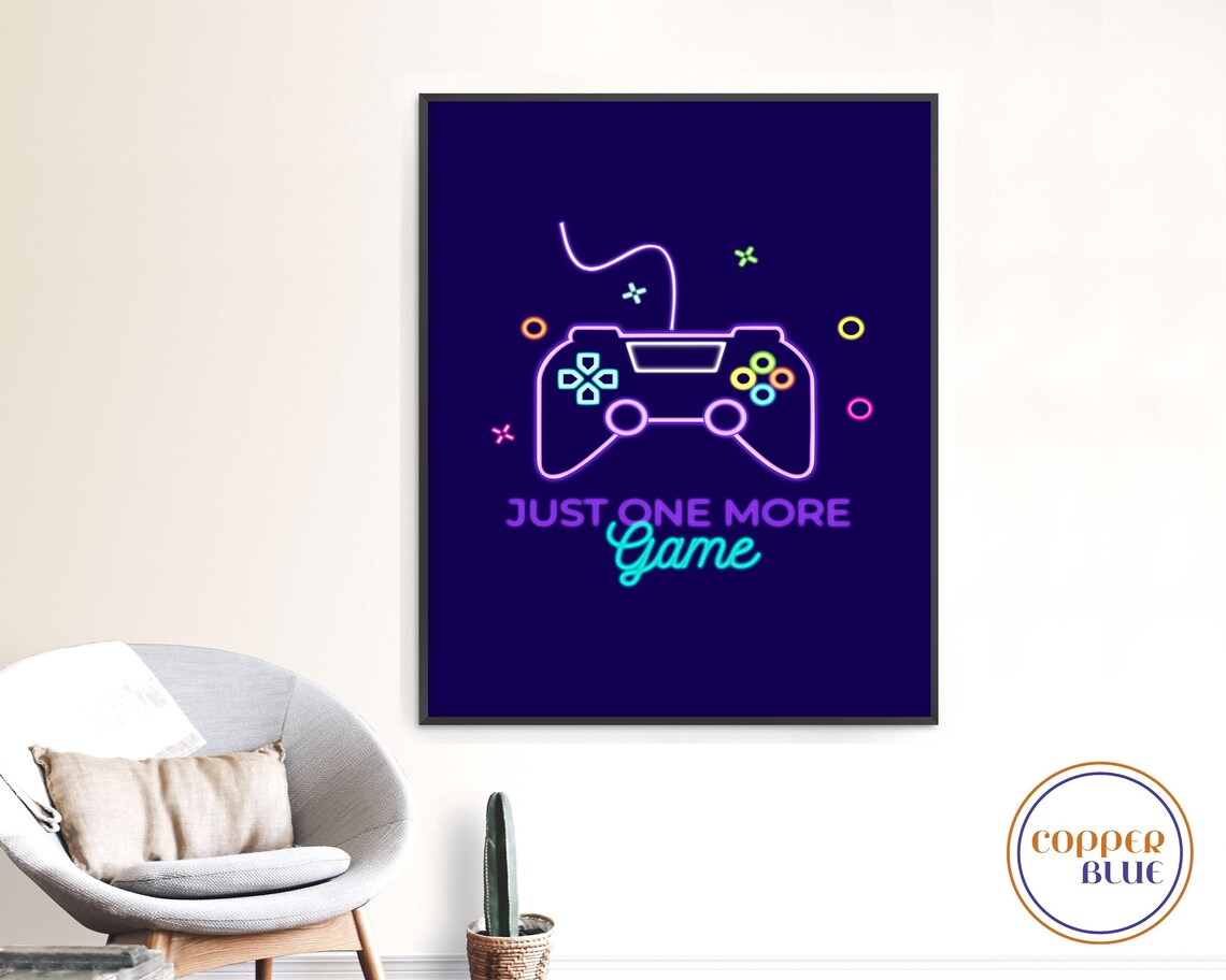 Gaming Artwork Video Games Room Wall Art Just One More Etsy UK