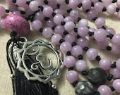 Technology detox with Angelite Third Eye (Ajna) Meditation style Necklace 108 1 Mala Beads.