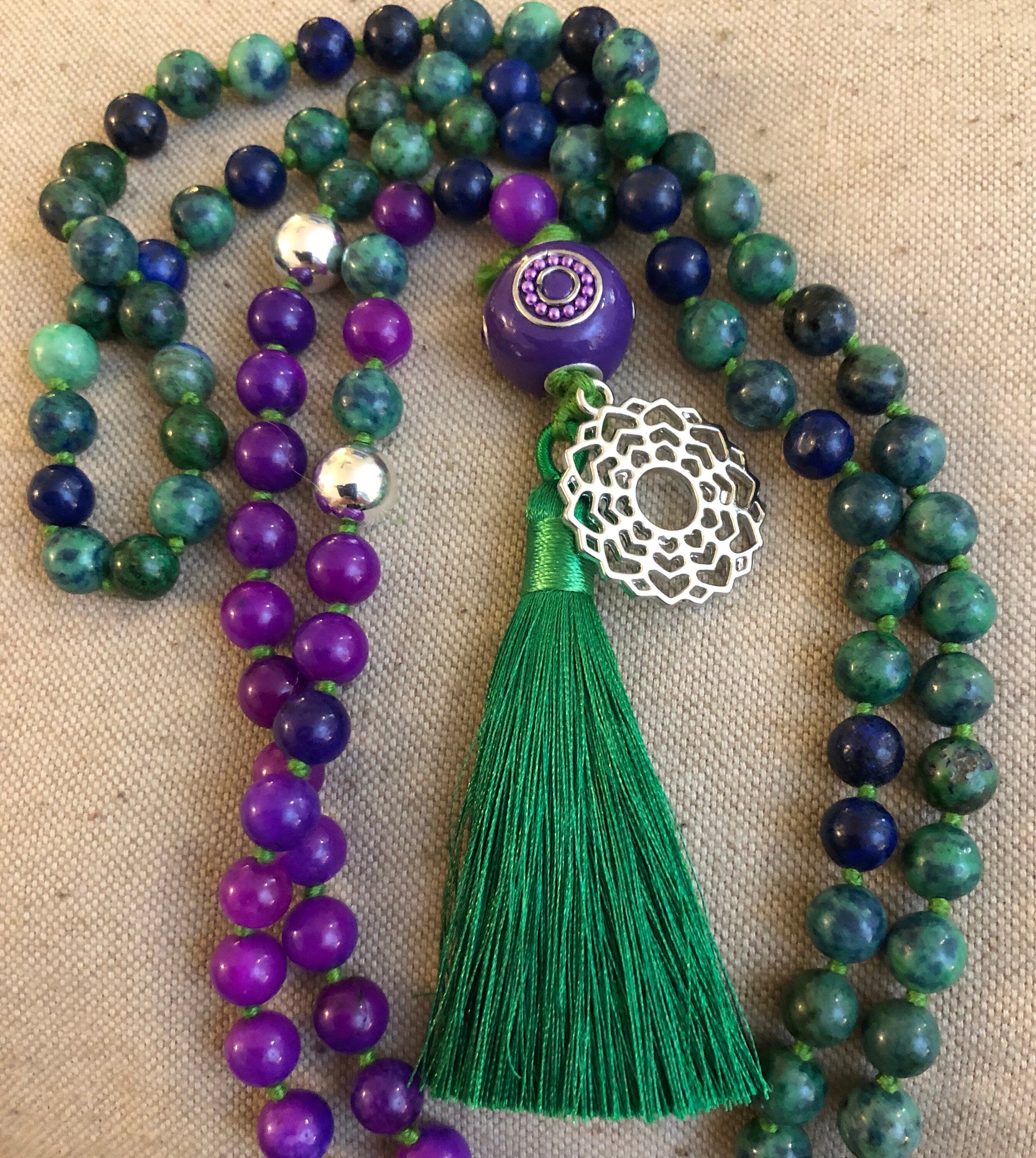 8mm Hematite 108 Beads Handmade Tassel Necklace Mala Spirituality Chakra 