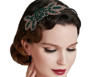 Clara Vintage Art Deco Style Headband, blue or green