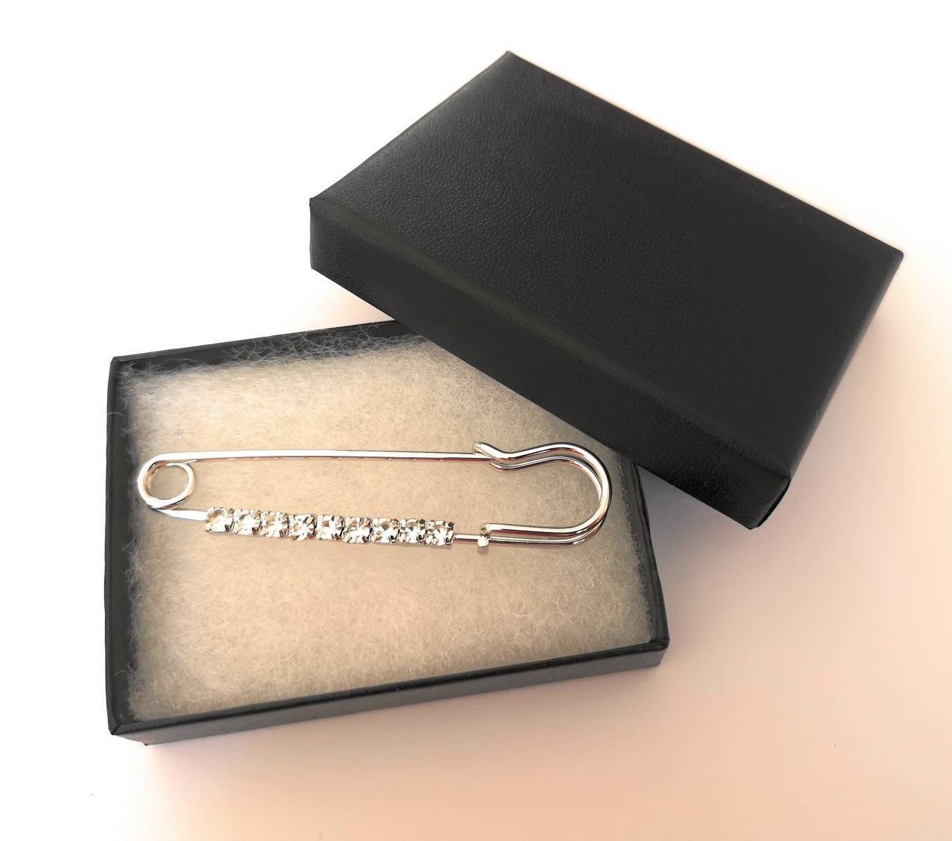 Traditional Stock Pin Silver Coloured With Crystals Etsy