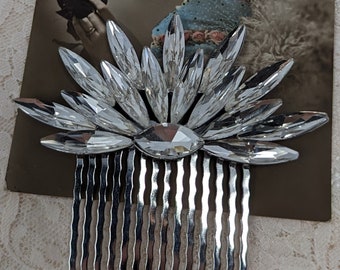 Greta Large Art Deco Starburst Vintage Style Crystal Bridal Bridesmaid Hair Comb 1920’s Wedding Prom Flapper