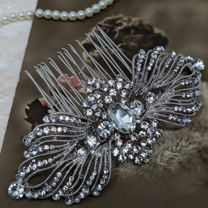 Evelyn Art Deco Vintage Style Crystal Victorian Bridal Hair Comb 1920s Wedding image 1