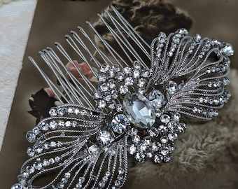 Evelyn Art Deco Vintage Style Crystal Victorian Bridal Hair Comb 1920’s Wedding