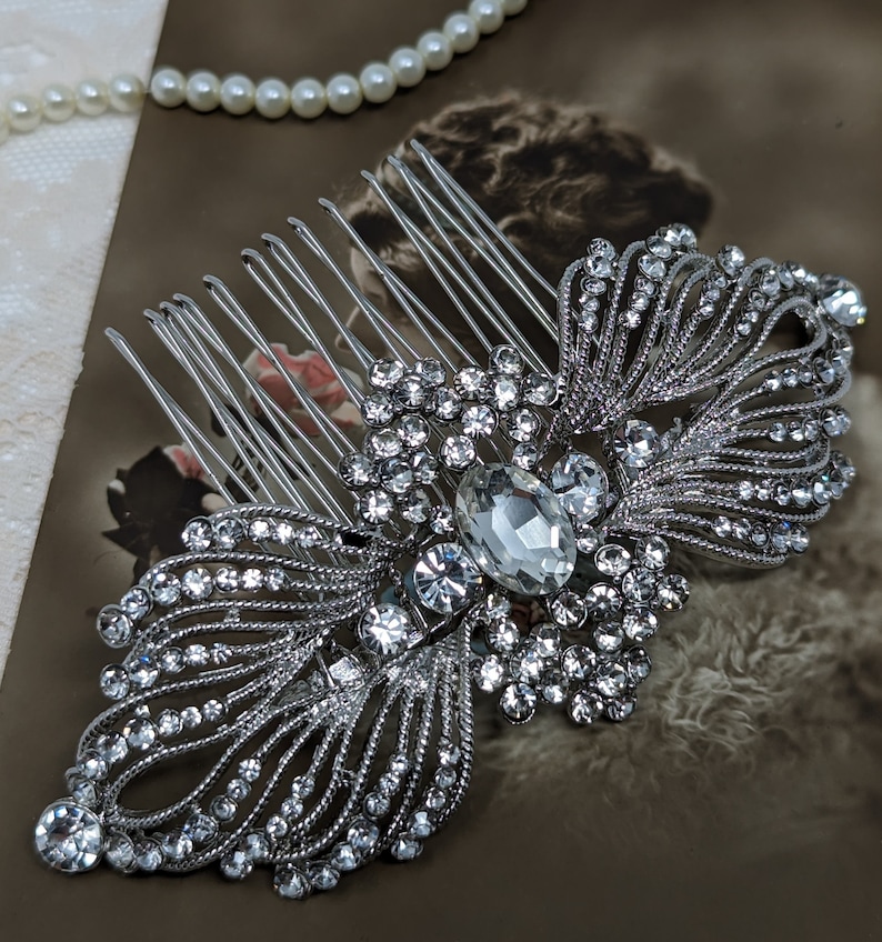 Evelyn Art Deco Vintage Style Crystal Victorian Bridal Hair Comb 1920s Wedding image 1