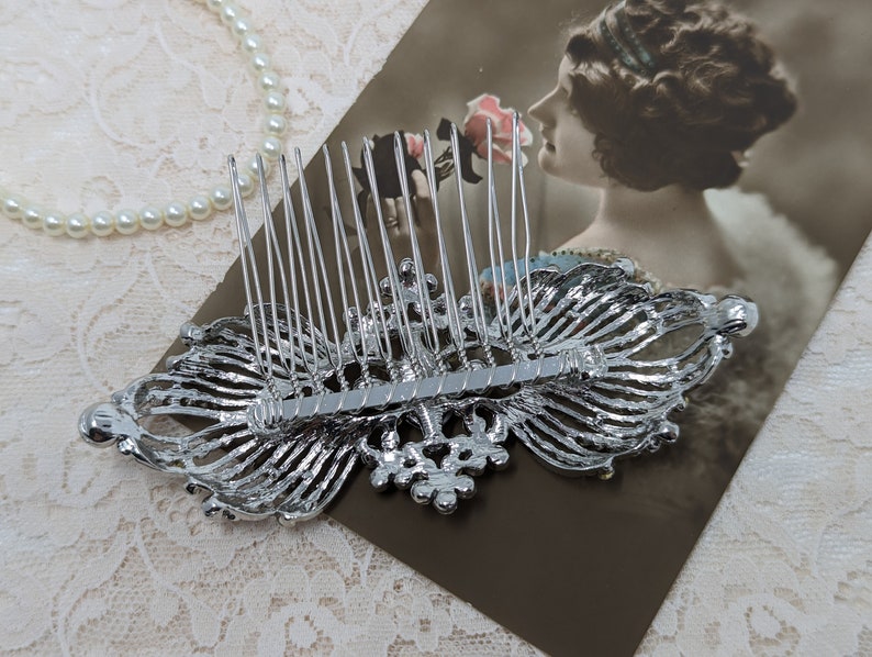 Evelyn Art Deco Vintage Style Crystal Victorian Bridal Hair Comb 1920s Wedding image 6