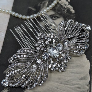 Evelyn Art Deco Vintage Style Crystal Victorian Bridal Hair Comb 1920s Wedding image 2