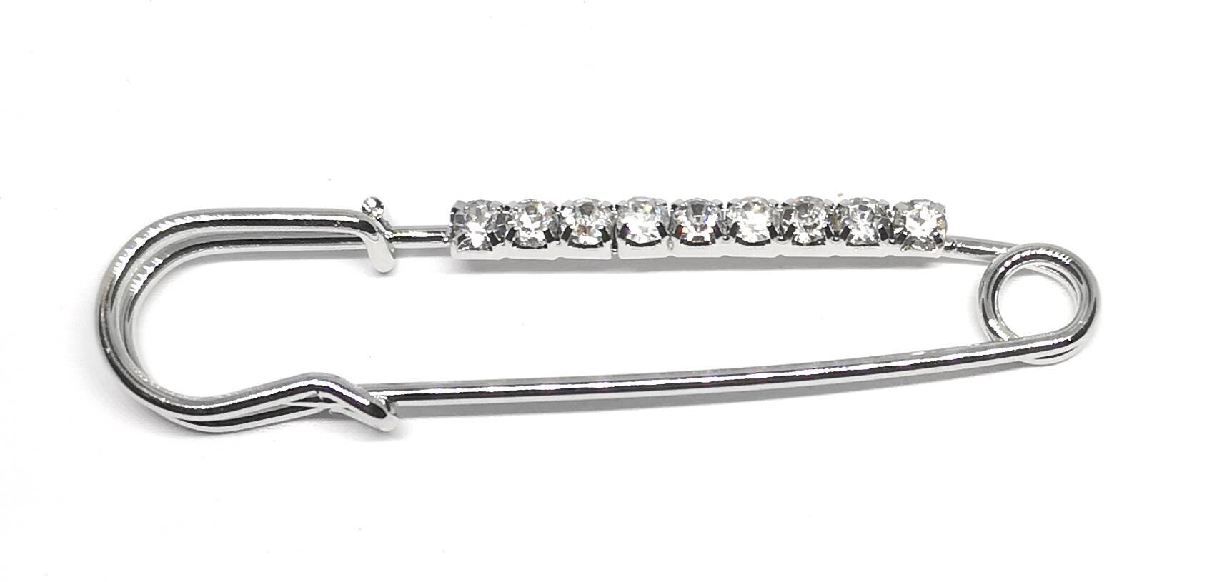 Traditional Stock Pin Silver Coloured With Crystals Etsy