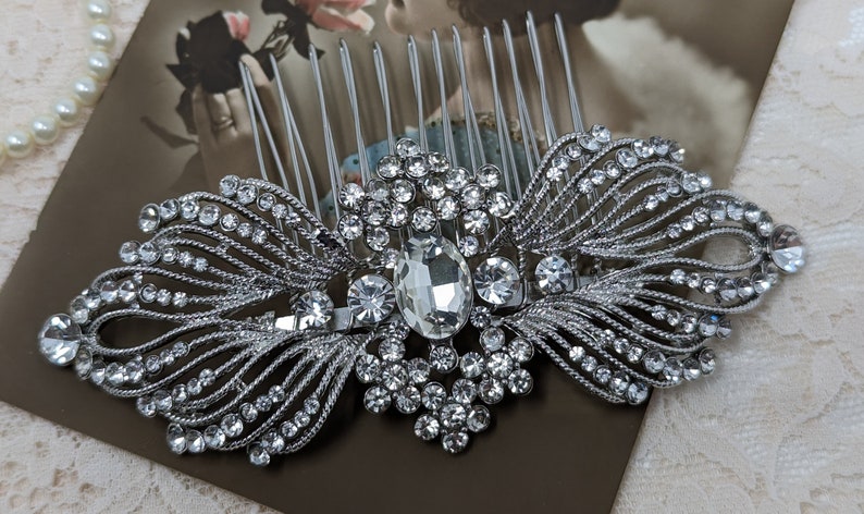 Evelyn Art Deco Vintage Style Crystal Victorian Bridal Hair Comb 1920s Wedding image 4