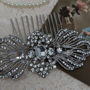 Evelyn Art Deco Vintage Style Crystal Victorian Bridal Hair Comb 1920s Wedding image 5