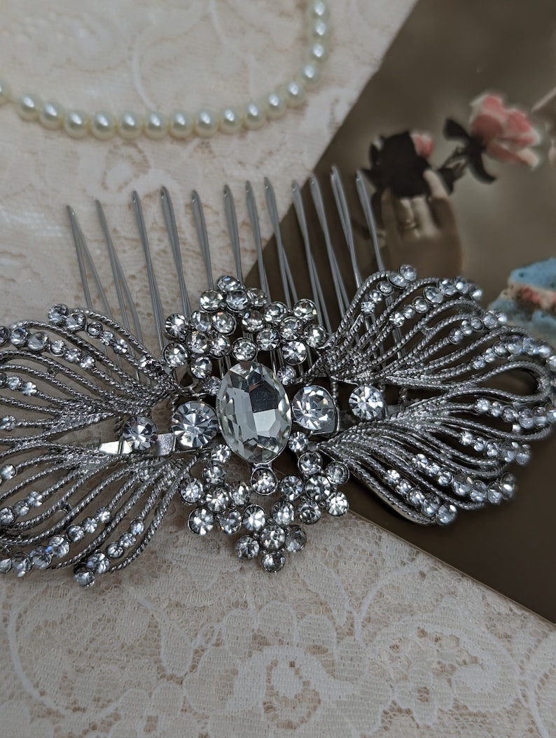 Evelyn Art Deco Vintage Style Crystal Victorian Bridal Hair Comb 1920s Wedding image 5