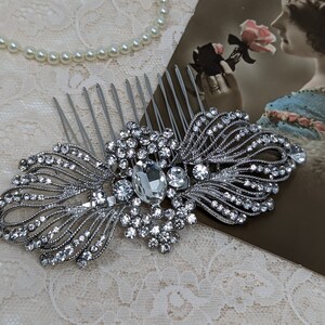 Evelyn Art Deco Vintage Style Crystal Victorian Bridal Hair Comb 1920s Wedding image 10