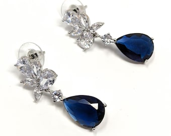 Aria Crystal Sapphire Blue Earrings