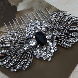 Victoria Black Art Deco Vintage Style Crystal Bridal Hair Comb ...