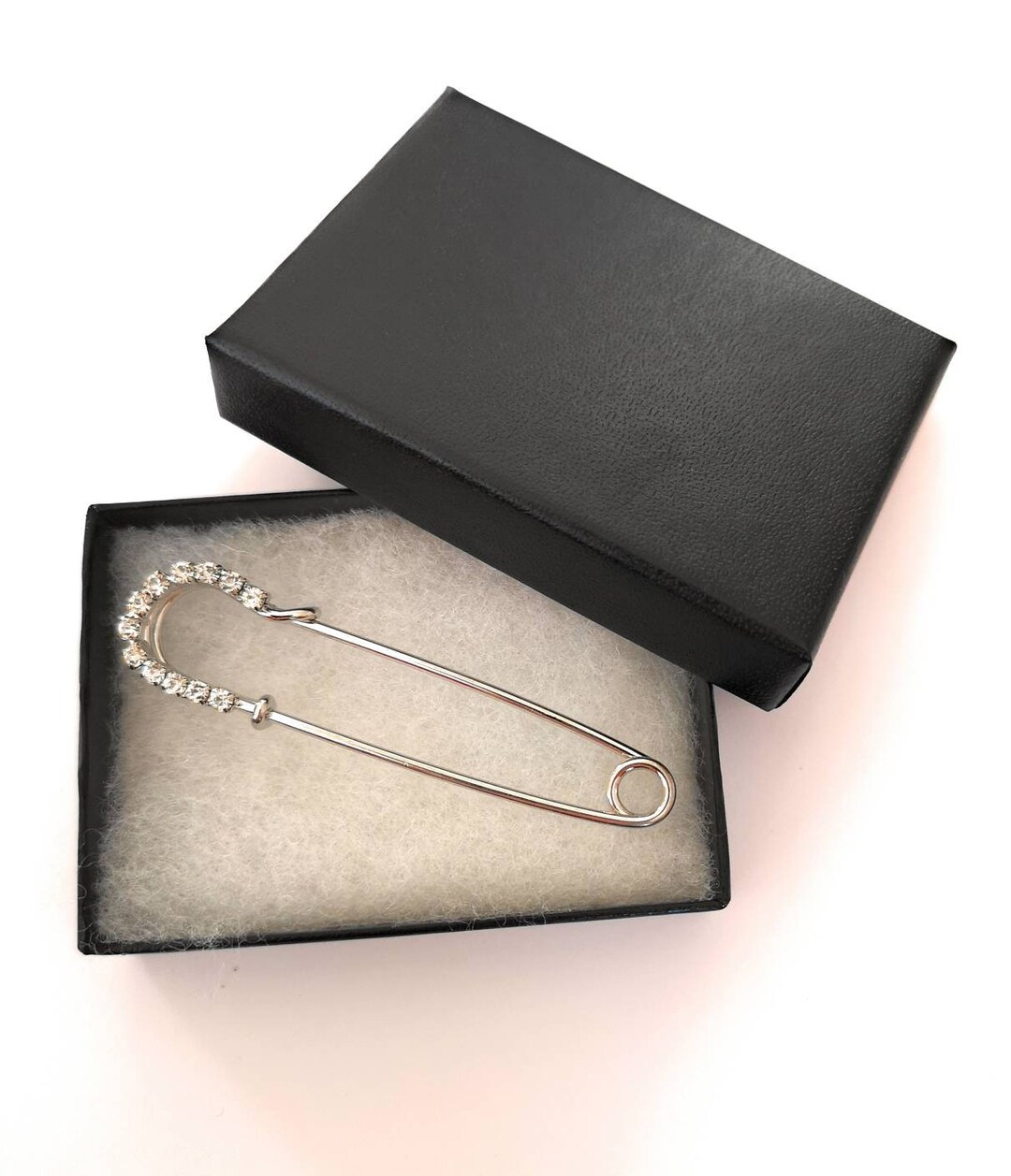 Traditional Stock Pin Silver Coloured With Crystals Etsy