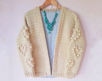 Bobble Heart Cardigan - Digital PDF crochet pattern